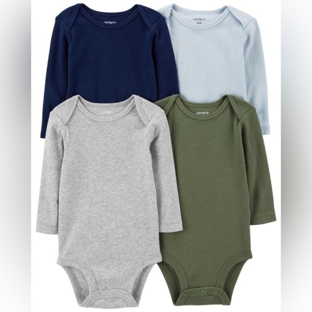 Carters • NWT 4 Piece Bodysuit Pack Navy Green Grey Blue